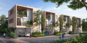 Luxurious modern villas at Allure Avani with green landscape and parking area